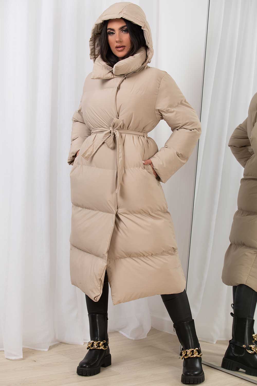 long duvet coat womens