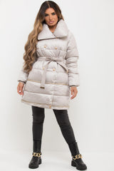 longline padded puffer quilted duvet coat womens
