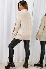 chunky knit knitted jumper beige