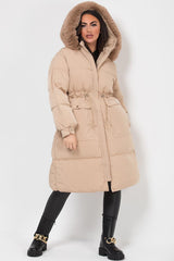 longline padded coat womens