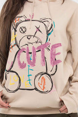 teddy bear graphic hoodie womens