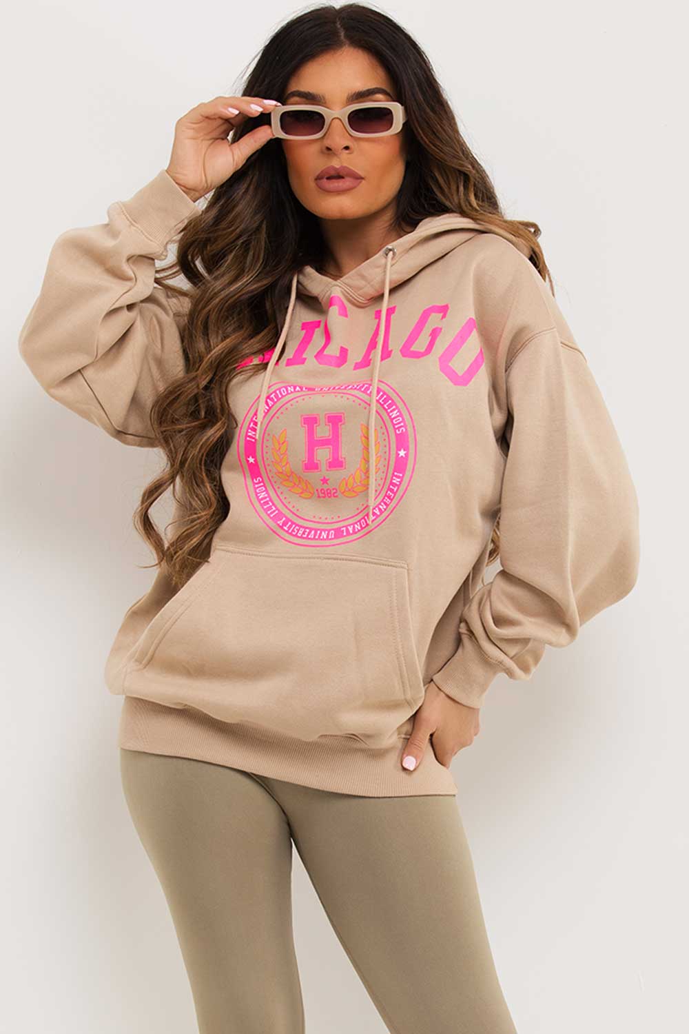 womens oversized hoodie with chicago print