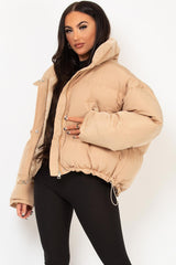 womens puffer padded jacket beige