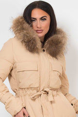 real fur hood down coat womens