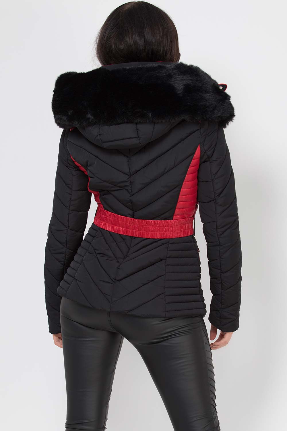 puffer jacket with fur hood womens