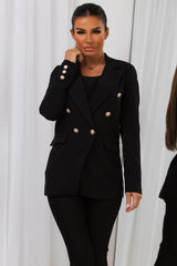 black blazer with gold buttons womens uk
