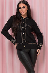 black cardigan with gold buttons womens