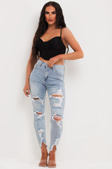 black going out corset crop top uk
