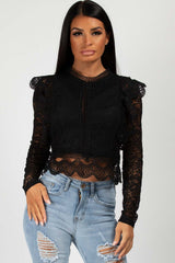 black lace long sleeve top 