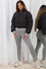 padded puffer crop jacket womens