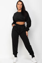 crop sweatshirt and joggers two piece co ord set