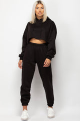 black cropped hoodie and joggers set 