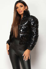 black shiny puffer jacket 