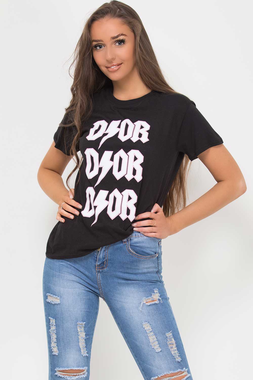 black dior print t shirt 