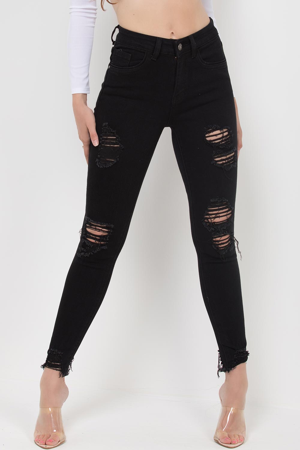 gentage kuffert Scorch Women's Black Ripped Jeans High Waisted – Styledup.co.uk