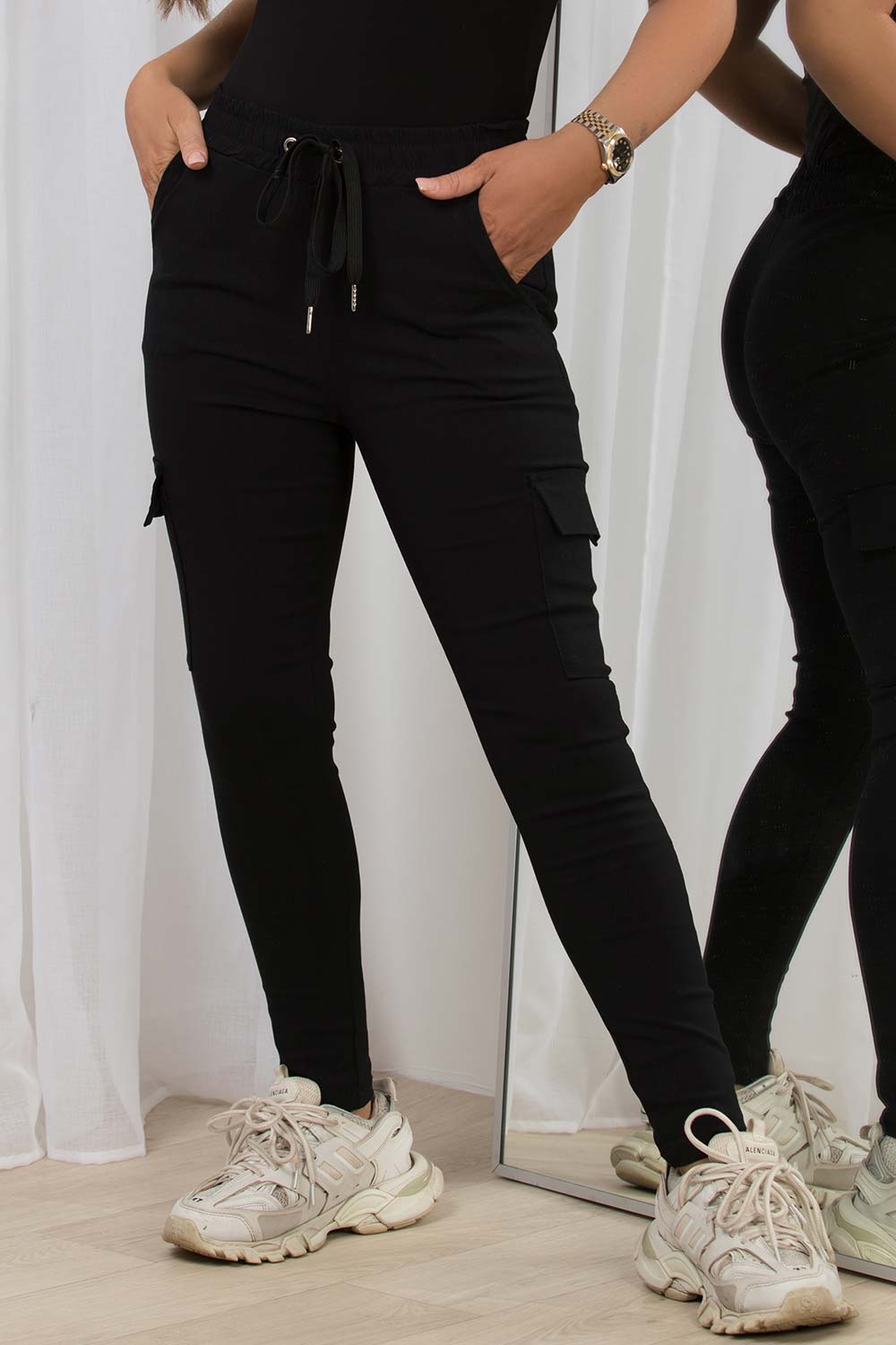 Black Elasticated-waist wool trousers | Balenciaga | MATCHES UK