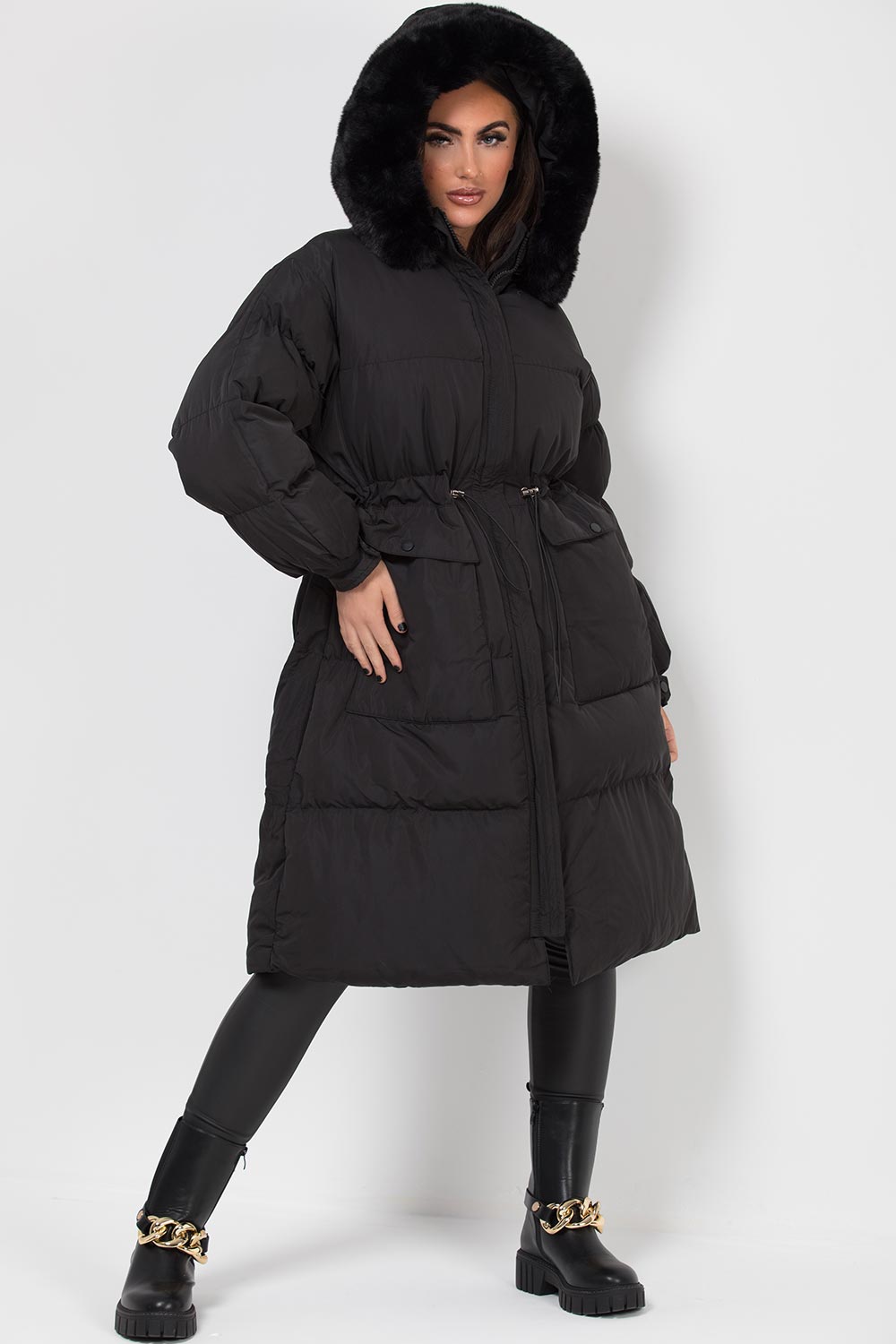 long black puffer coat