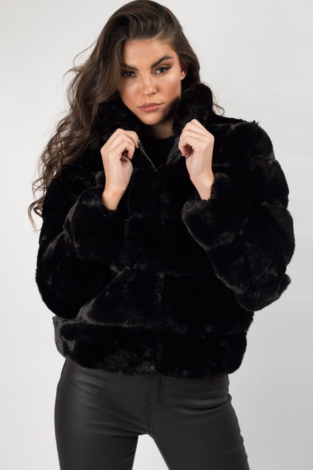 fur jacket black 