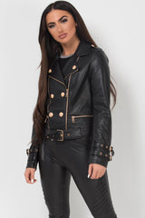 black faux leather jacket womens