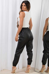 leather look joggers womens