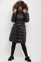 womens fur hood long puffer jacket