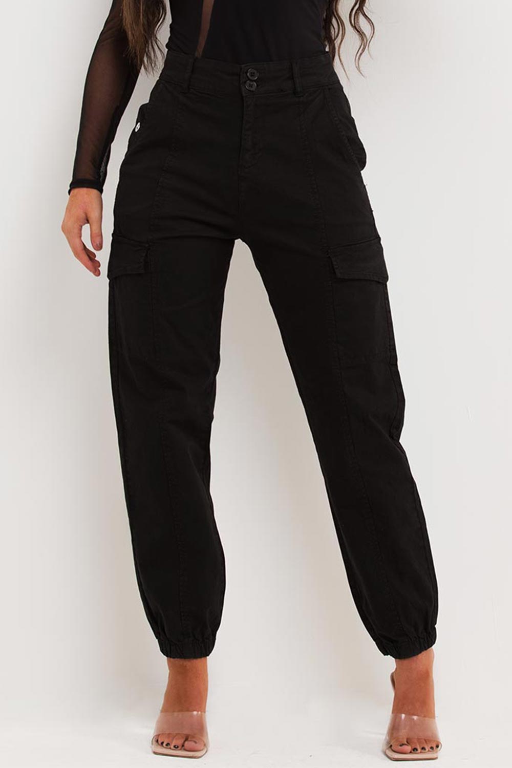 Black Cargo Trousers With Pocket Detail