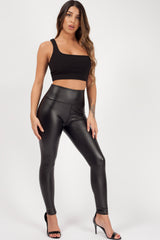 high waist leather look leggings black styledup fashion 