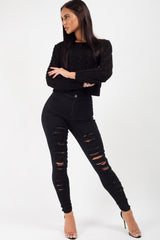 black ripped jeans womens 