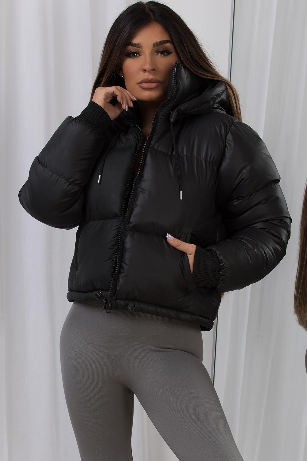 black puffer padded jacket womens