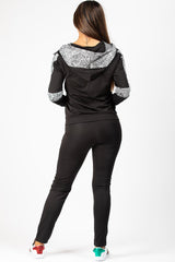 black and white hooded tracksuit womens 