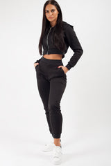 black joggers and hoodie two piece set womens 