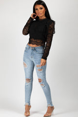 black lace long sleeve top 