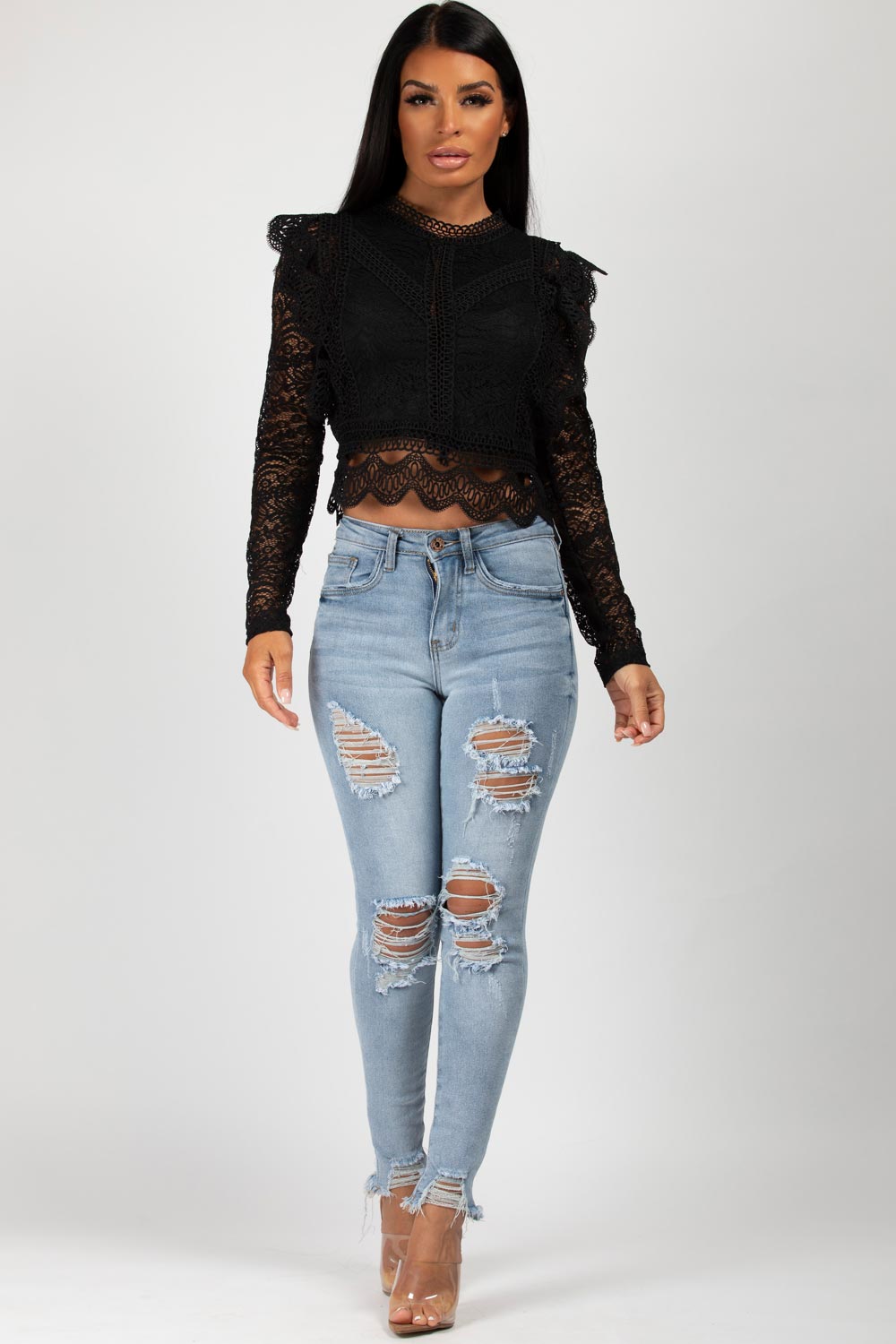 long sleeve lace top 