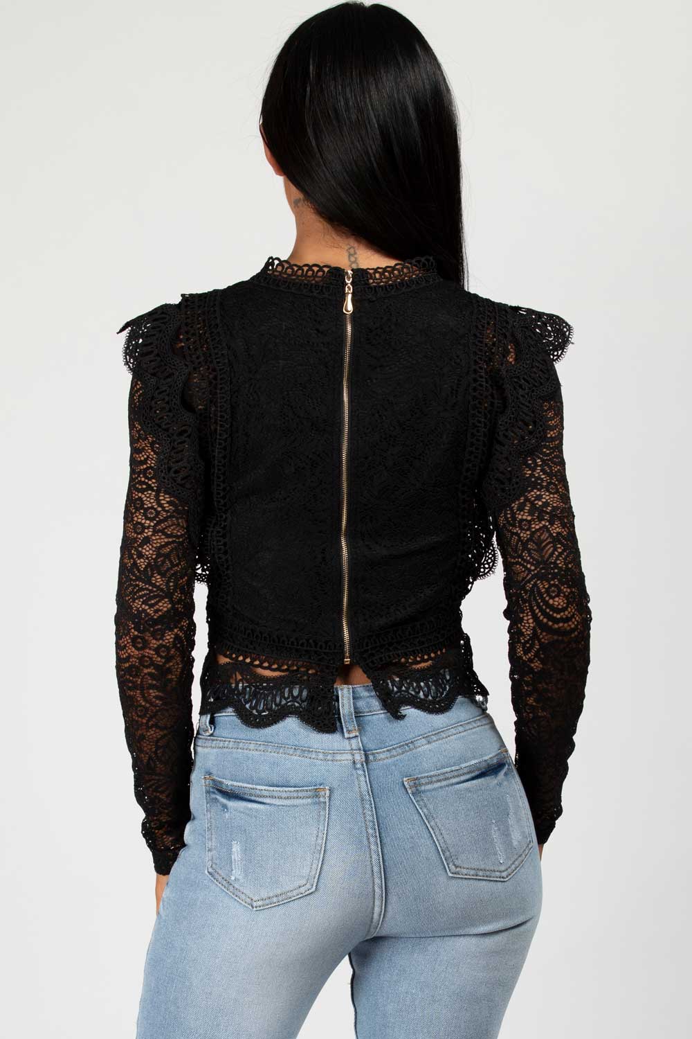 black lace crop blouse  