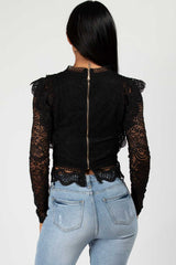 black lace crop blouse  