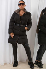 womens black puffer coat with belt fendi 