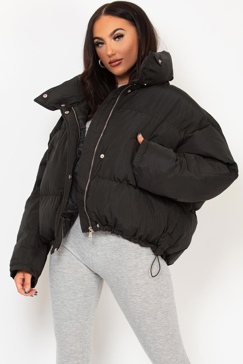 black puffer padded jacket