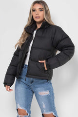 north face inspired puffer jacket black
