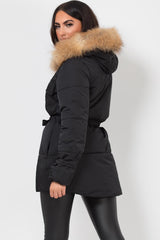 womens real fur hooded coat uk