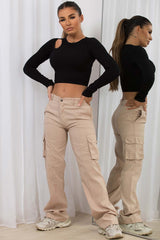 crop top with cut out long sleeves