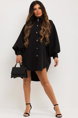 satin oversized shirt dress with gold buttons