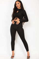 ribbed ruched lounge wear set