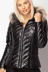 black puffer jacket with hood