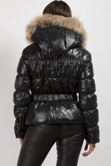 real fur hooded puffer coat 
