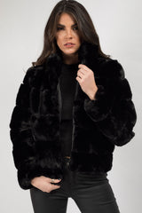 black faux fur jacket uk