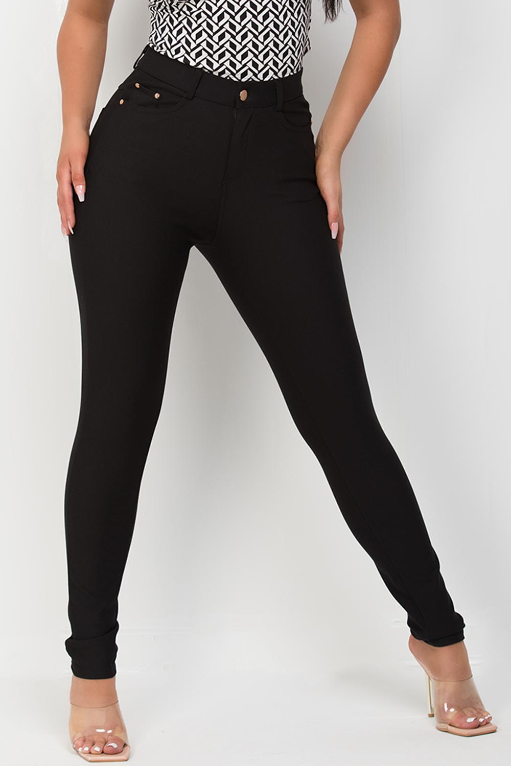 black high waisted skinny trousers jaggings womens