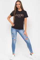 black jadore slogan t shirt 