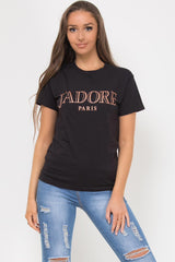 jadore slogan t shirt black