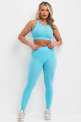 ribbed leggings and crop top co ord two piece set