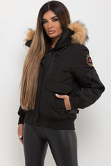 faux fur hood bomber jacket canada goose inspired womens